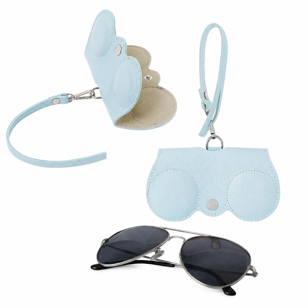 Leather Sunglasses Holder Cloud Blue