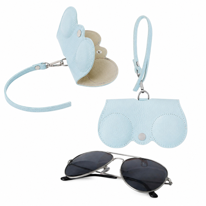 Leather Sunglasses Holder Cloud Blue