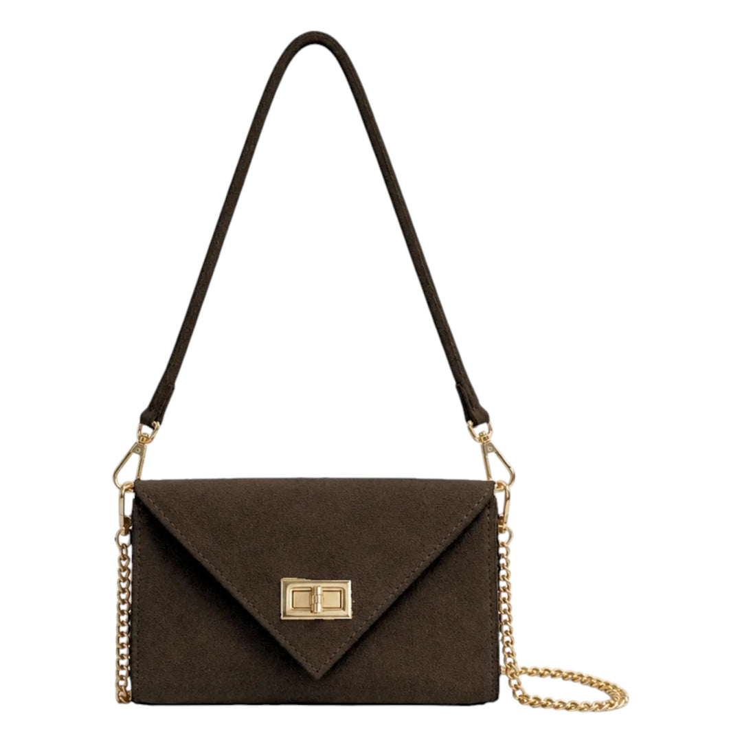 Italian Suede Envelope Bag Dark Chocolate
