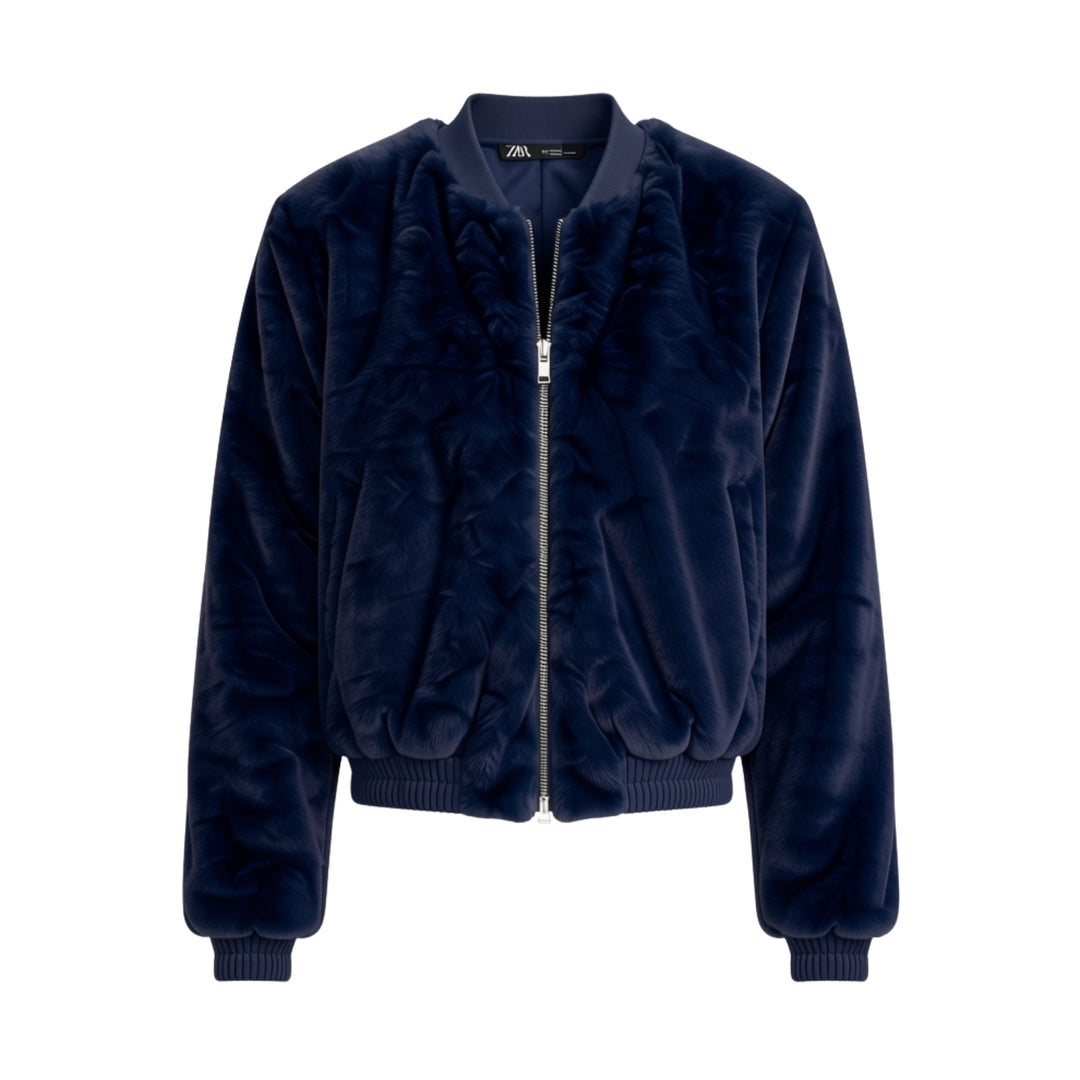 Foil Fur Sure Aviator Jacket Midnight