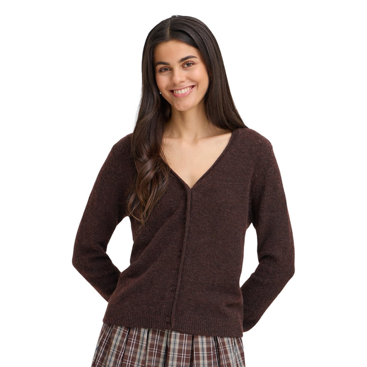 Fransa Fia Cardigan Hot Fudge Melange