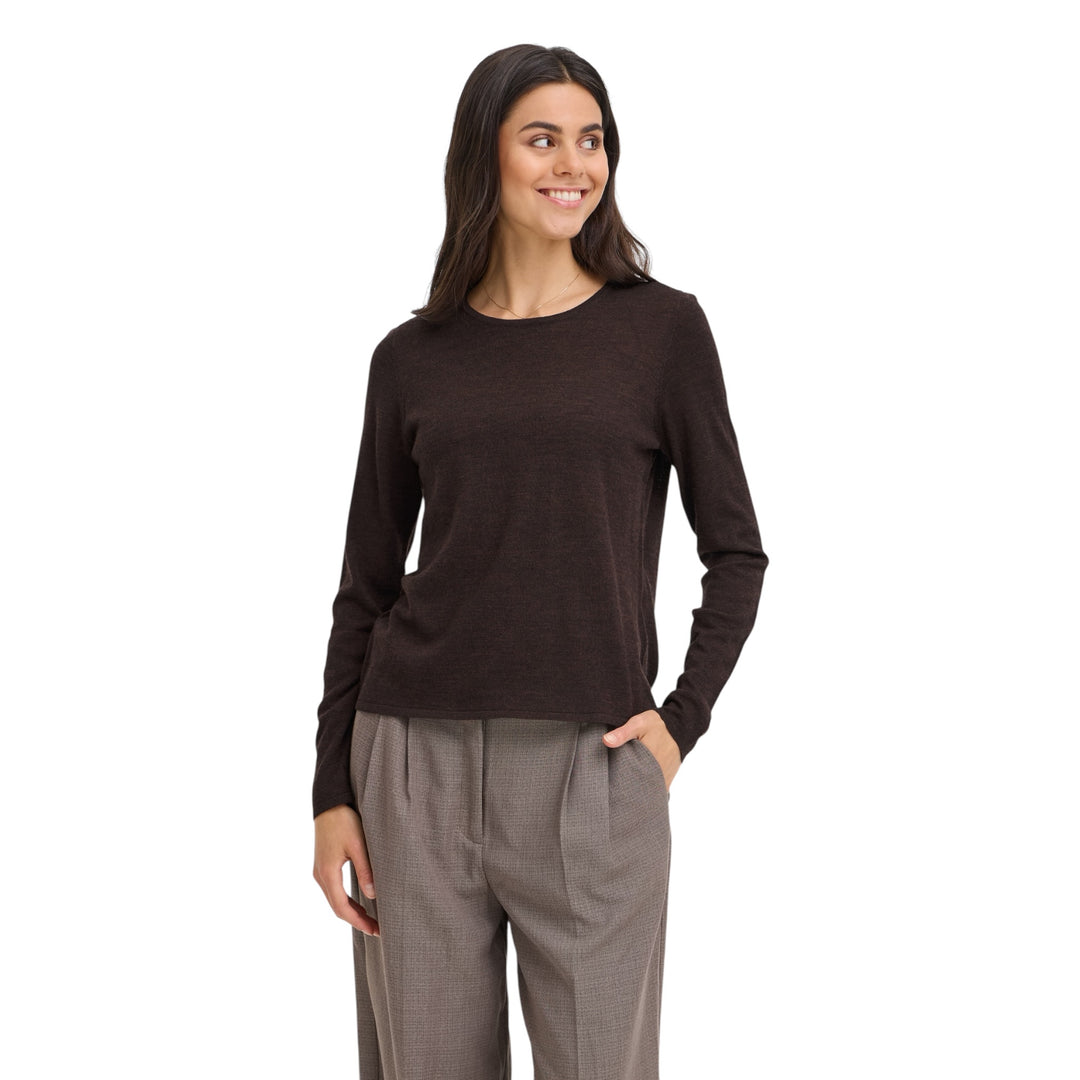 Fransa Woolina Sweater Hot Fudge Melange