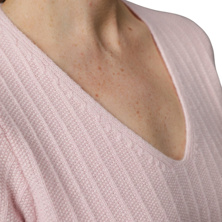 Gollehaug Mrs Knit V Neck Sweater Light Pink