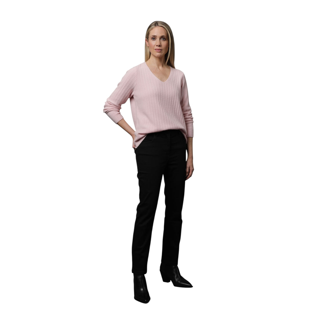 Gollehaug Mrs Knit V Neck Sweater Light Pink