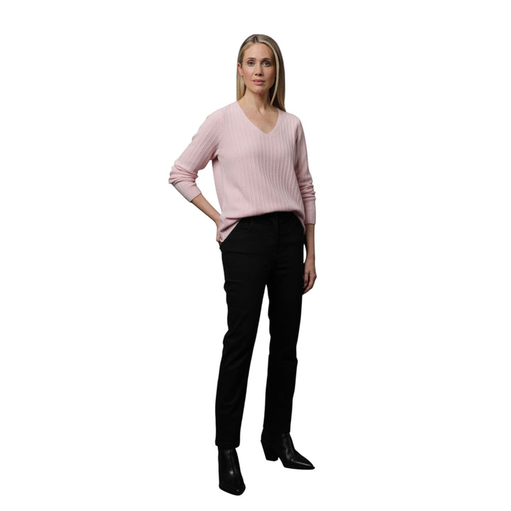 Gollehaug Mrs Knit V Neck Sweater Light Pink
