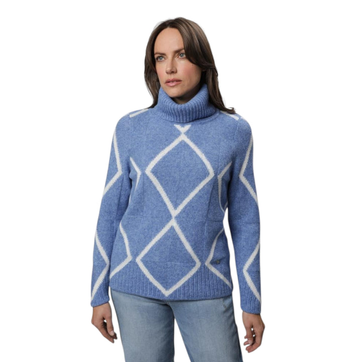 Gollehaug High Neck Diamond Sweater Sky Blue