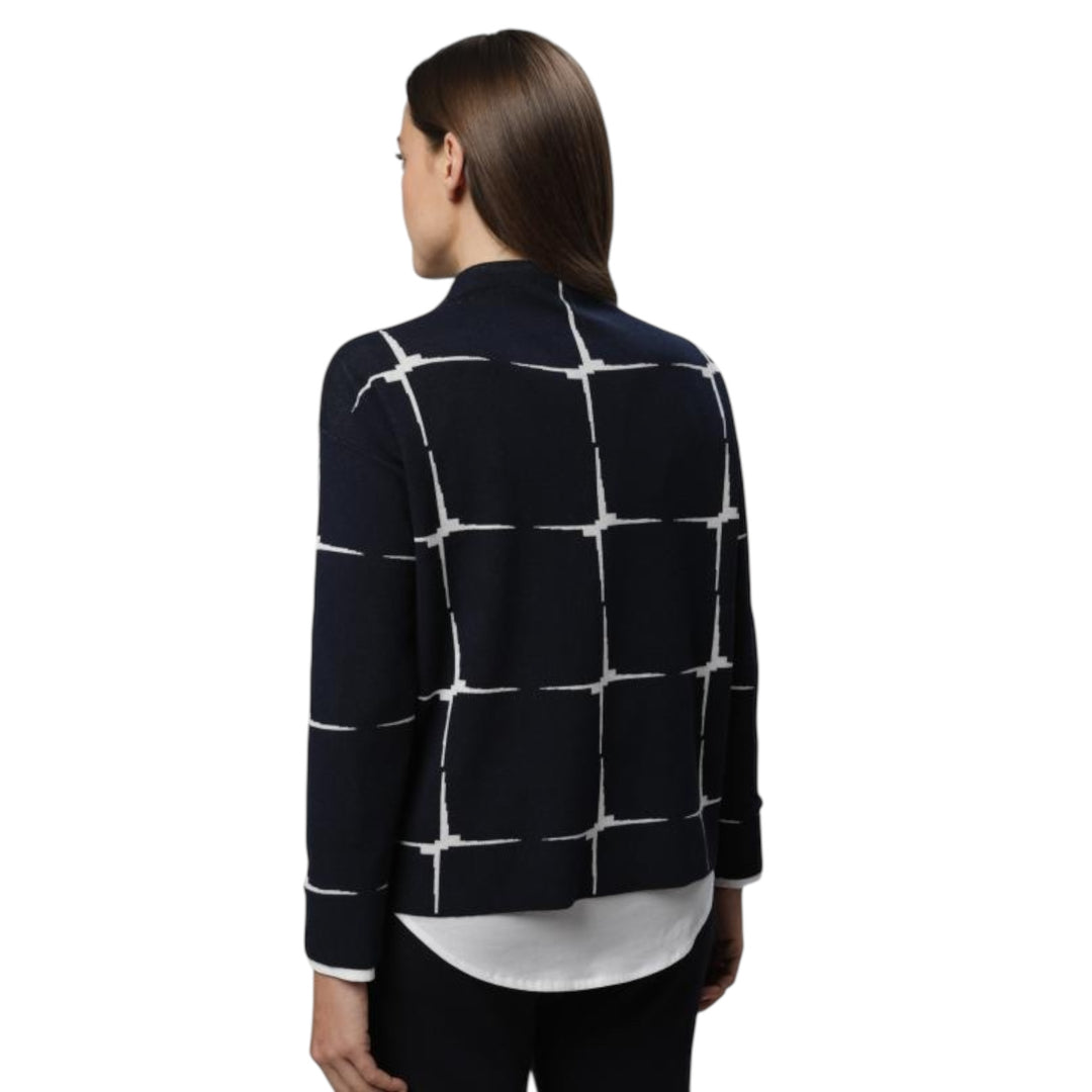 Gollehaug Square Pattern Sweater Navy