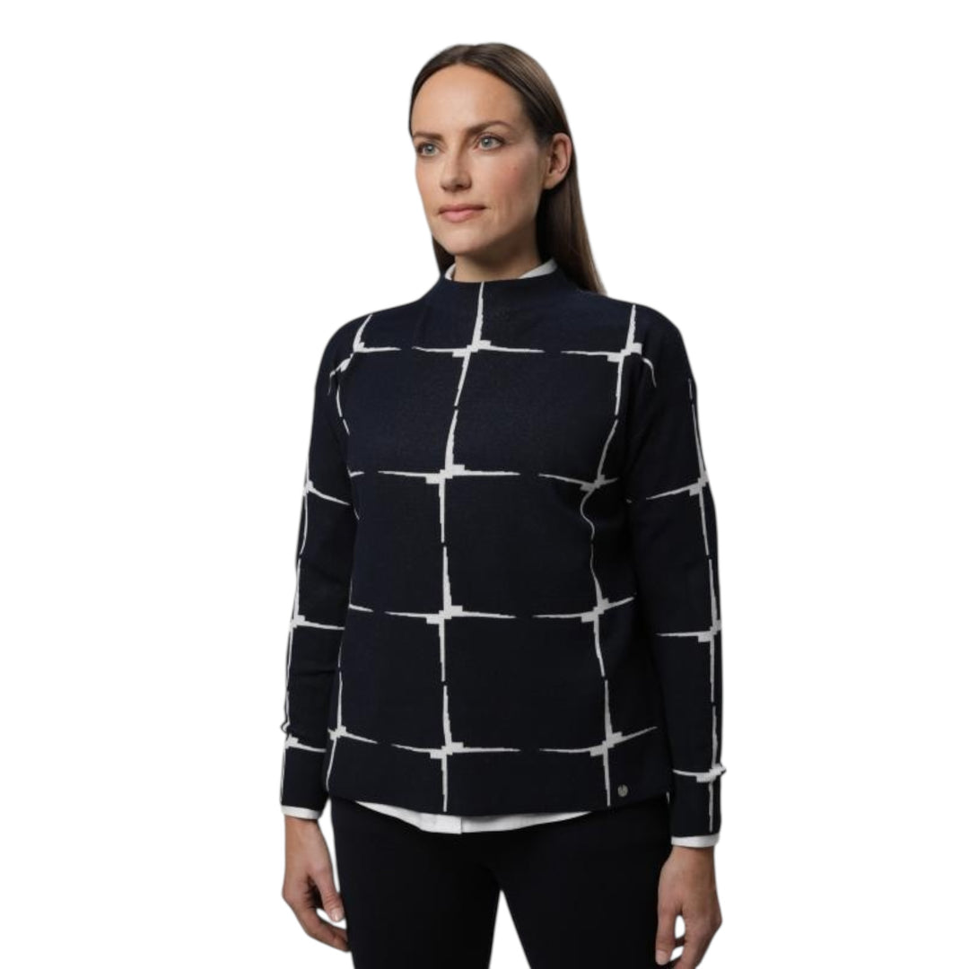 Gollehaug Square Pattern Sweater Navy
