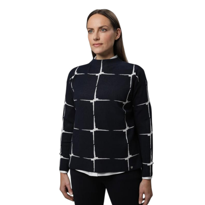Gollehaug Square Pattern Sweater Navy