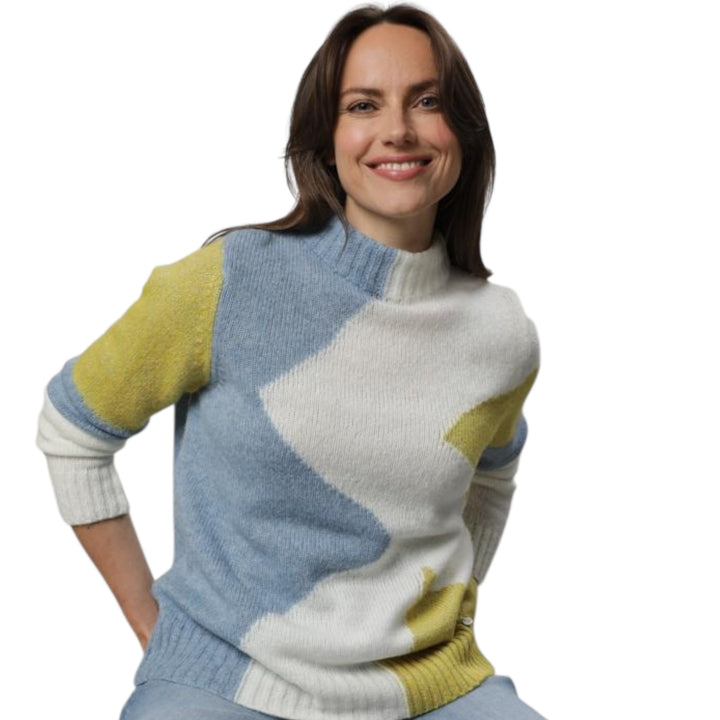Gollehaug Round Neck Sweater Lime and Blue