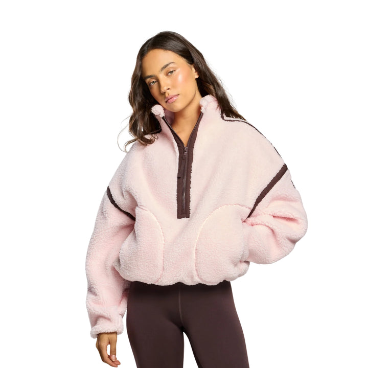 Gym + Coffee Industry Fleece Half Zip Ballet Pink/Mocha