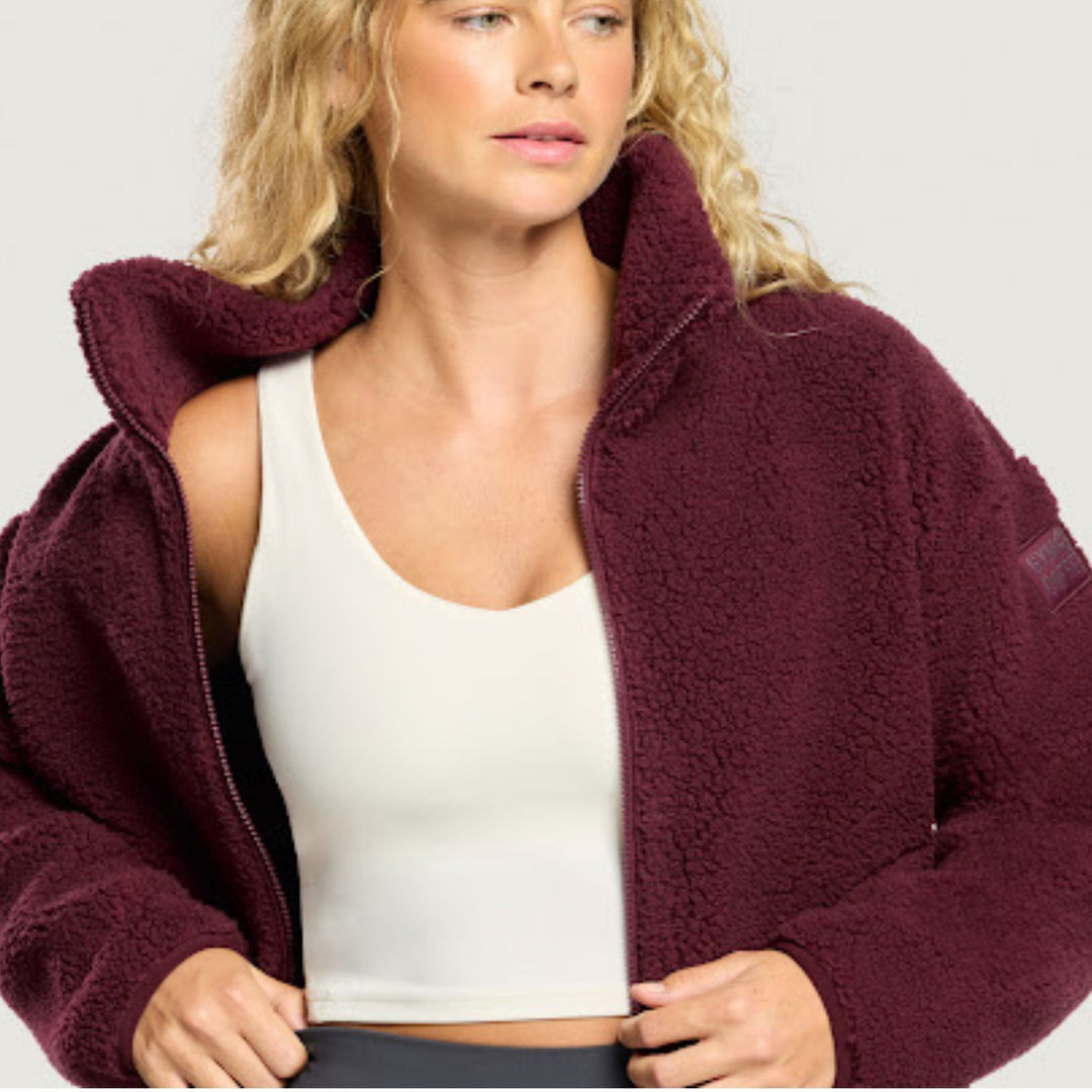 Gym + Coffee Industry Fleece High Collar Jacket Cherry Crush