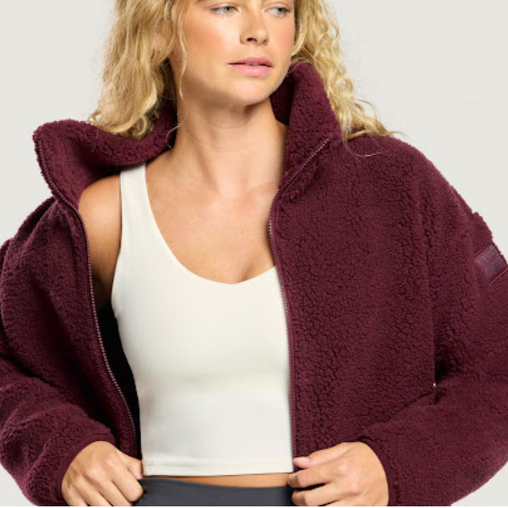 Gym + Coffee Industry Fleece High Collar Jacket Cherry Crush
