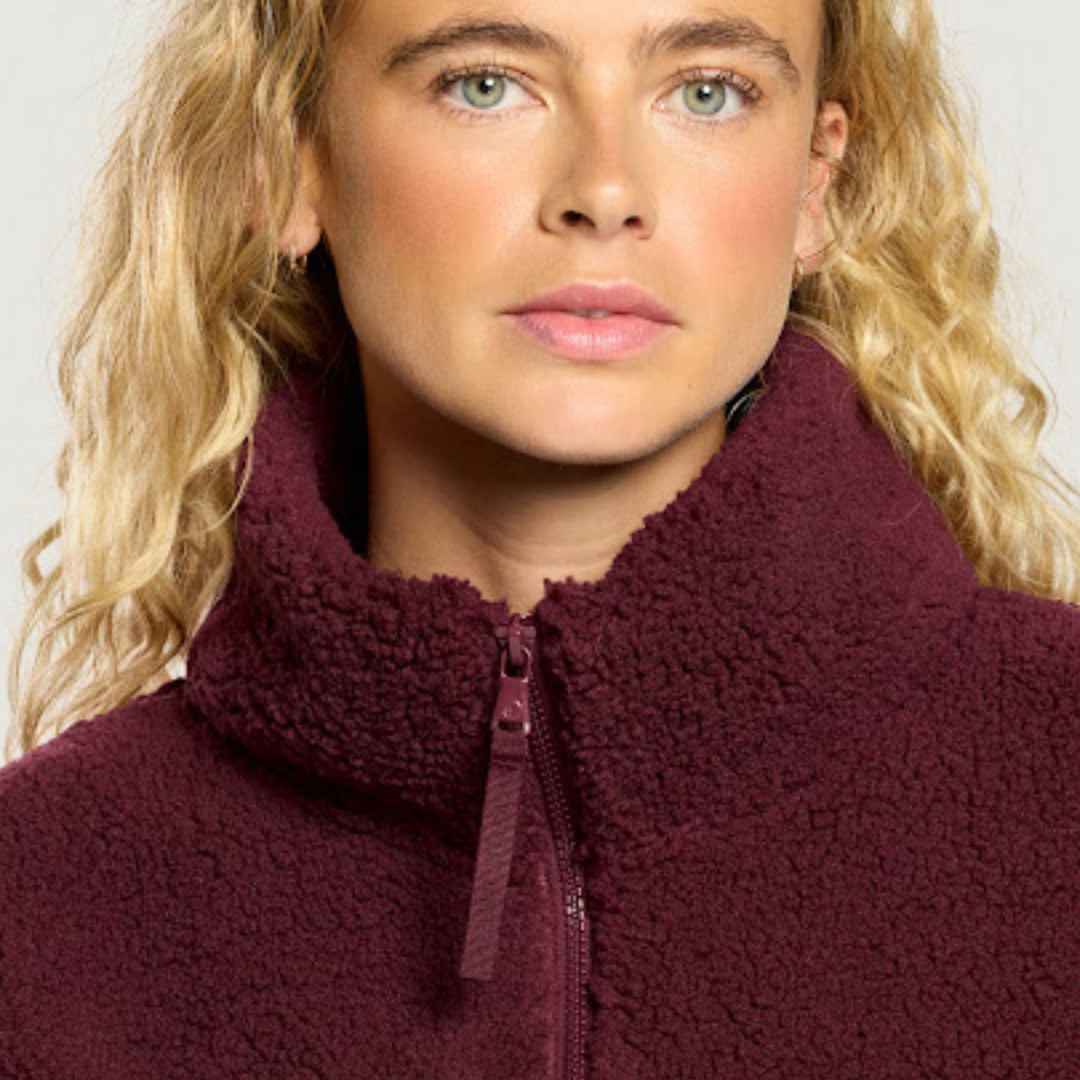 Gym + Coffee Industry Fleece High Collar Jacket Cherry Crush