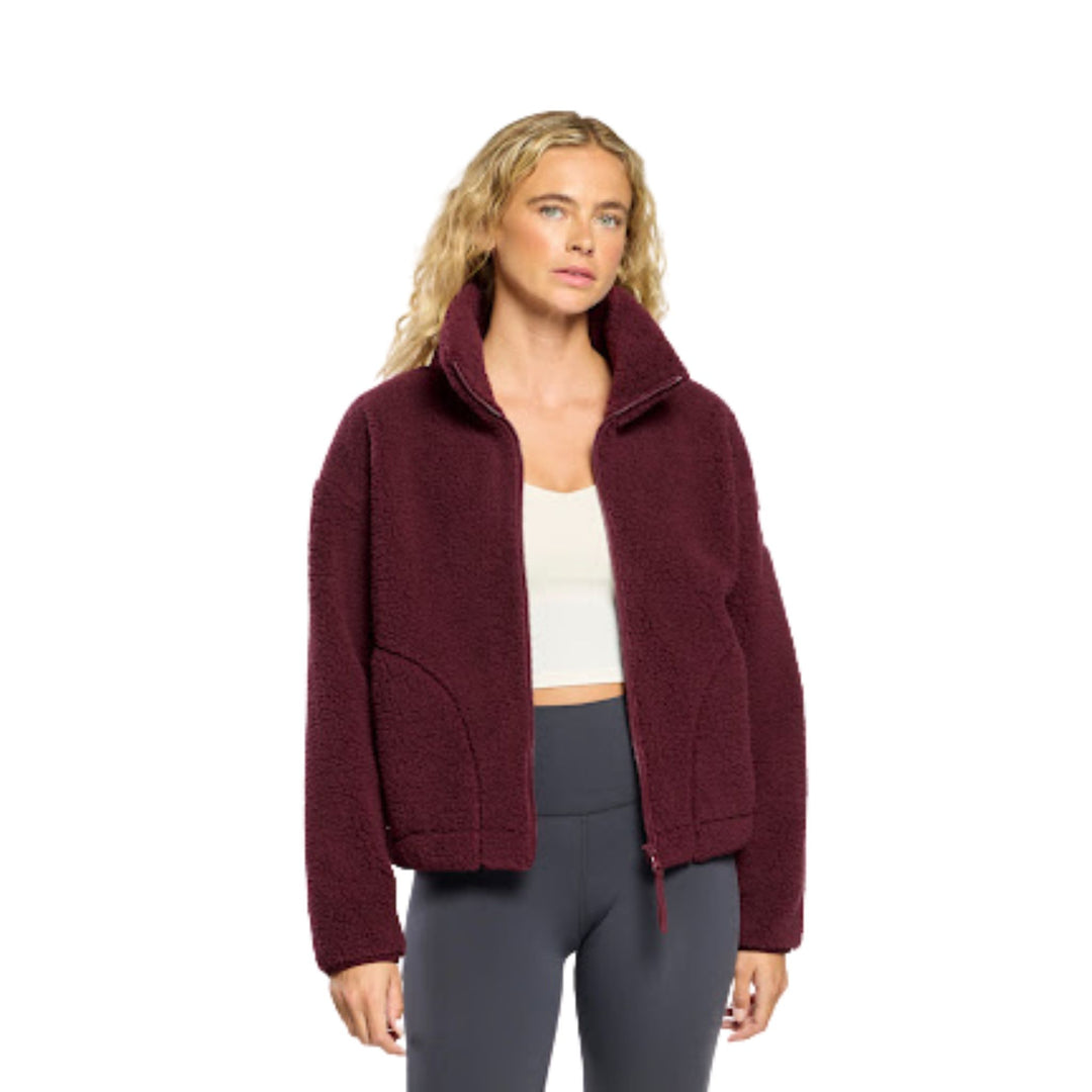 Gym + Coffee Industry Fleece High Collar Jacket Cherry Crush