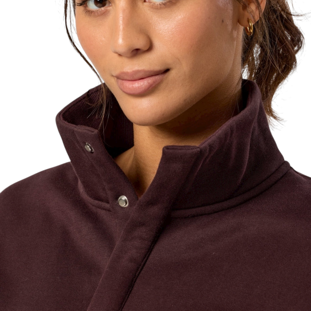 Gym + Coffee Snap Collar Sierra Sweatshirt Mocha Bean