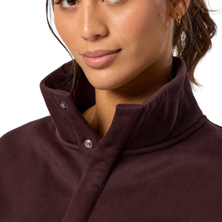 Gym + Coffee Snap Collar Sierra Sweatshirt Mocha Bean