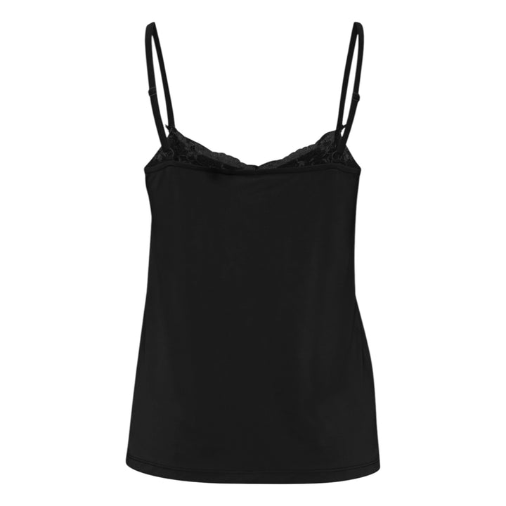 ICHI Like Lace Trim Cami Top Black