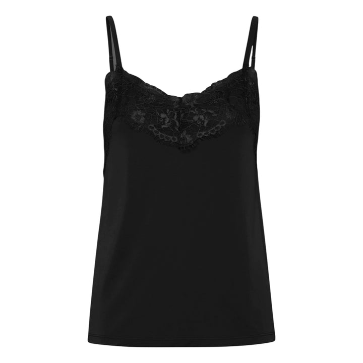 ICHI Like Lace Trim Cami Top Black