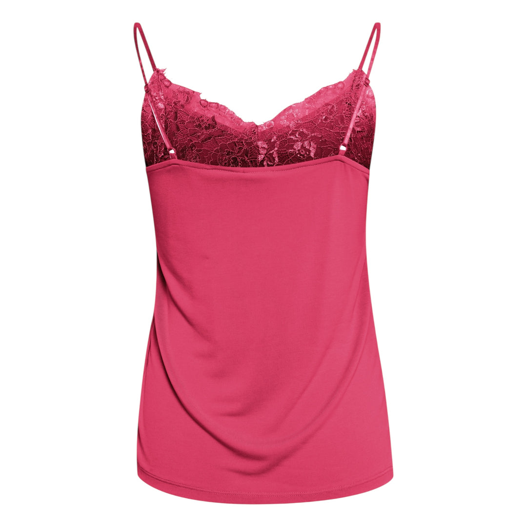 ICHI Like Lace Trim Cami Top Pink Yarrow