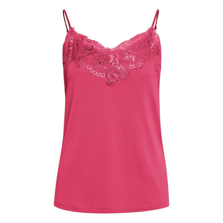 ICHI Like Lace Trim Cami Top Pink Yarrow