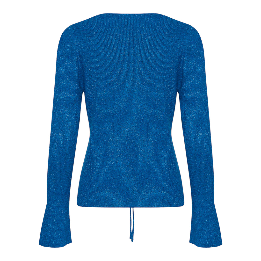 ICHI Mopaz Lurex Cardigan Lapis Blue