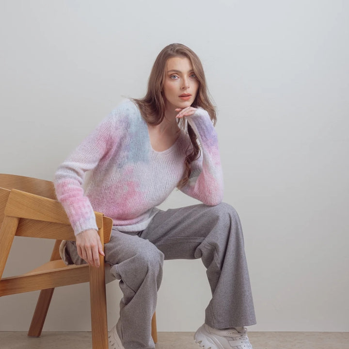 Eve in Paradise Kaira Tie Dye Sweater Watercolour Print
