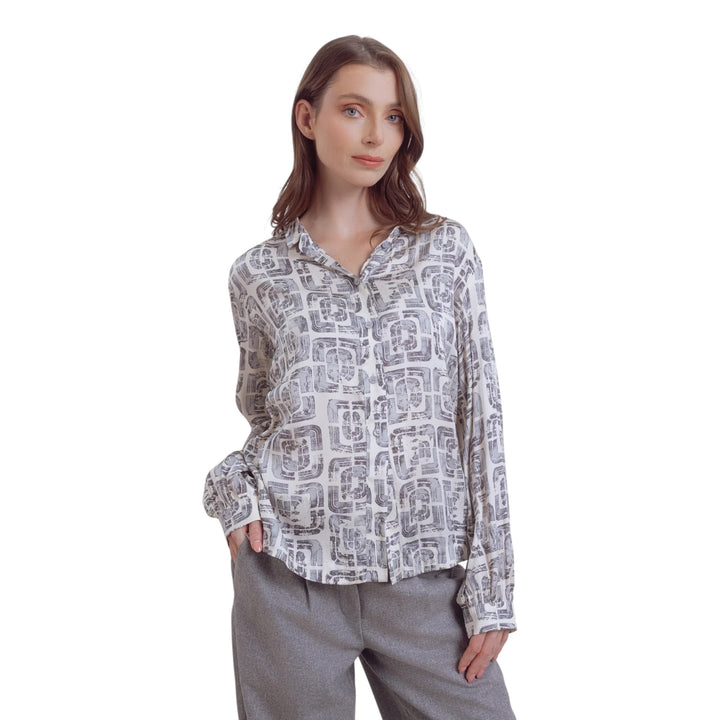 Eve in Paradise Macie Patterned Blouse Silver