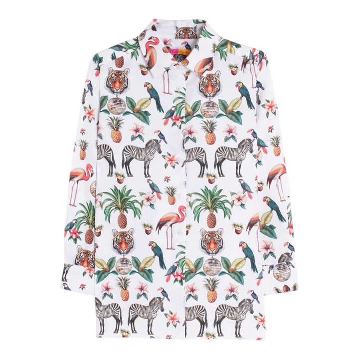 Vilagallo White Shirt with Jungle Disco Print