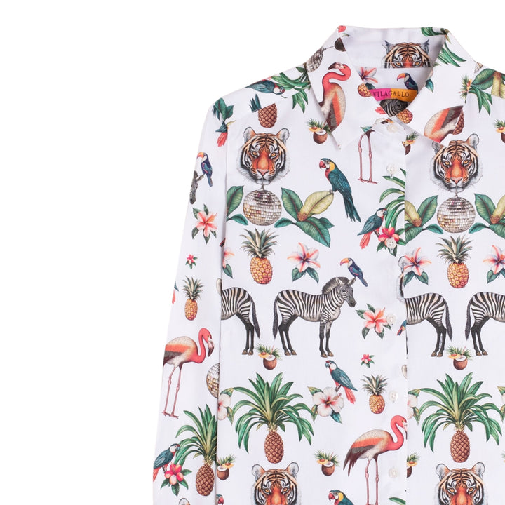 Vilagallo White Shirt with Jungle Disco Print