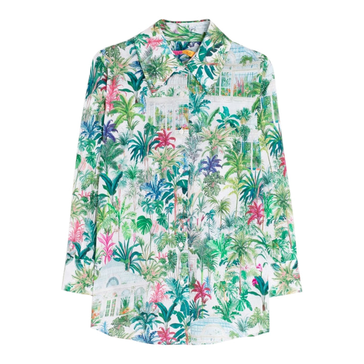Vilagallo Tropical Garden Print Shirt Green