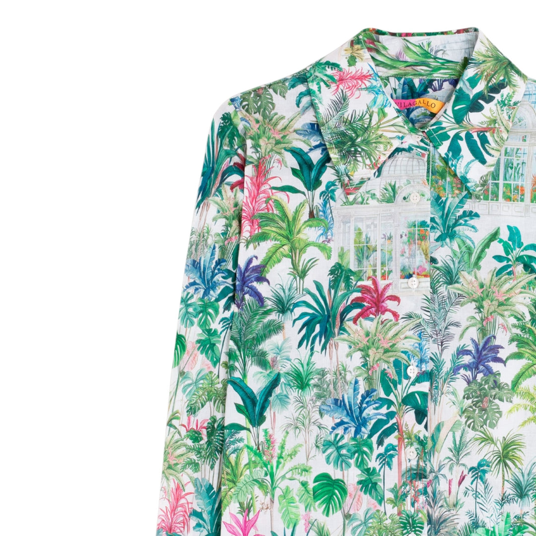 Vilagallo Tropical Garden Print Shirt Green