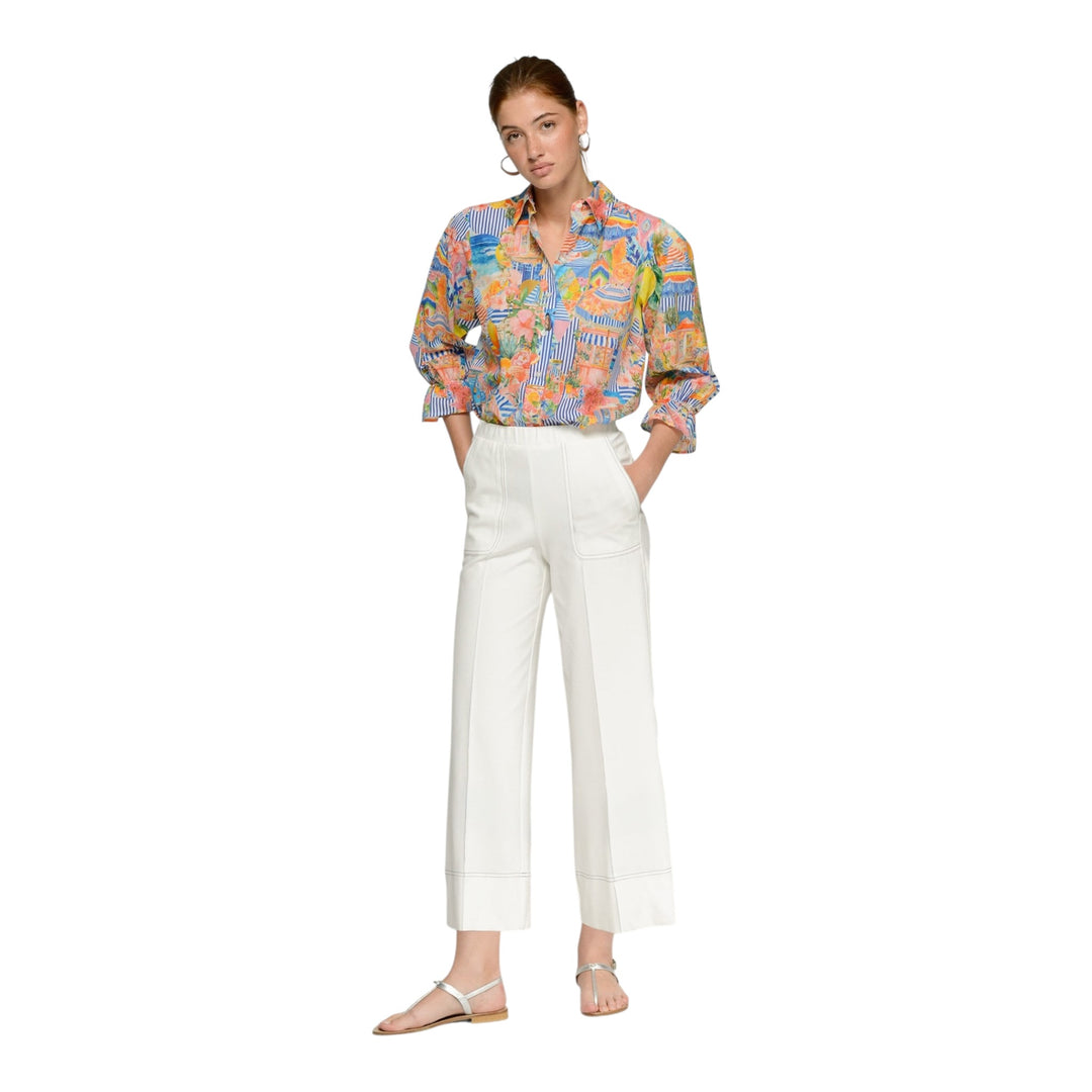 Vilagallo Beti Contrast Stitch Trouser White