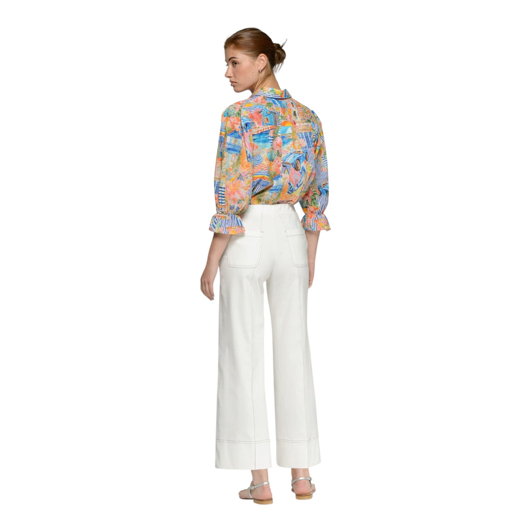 Vilagallo Beti Contrast Stitch Trouser White