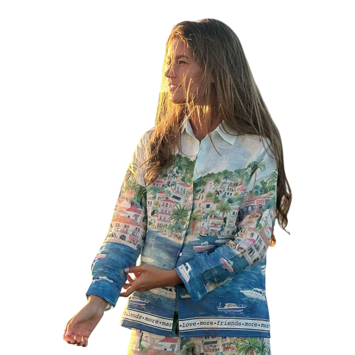 Vilagallo Coastal City Print Shirt Puerto Banus