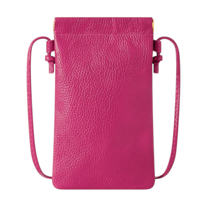 Italian Leather Snap Closure Phone Pouch Fuchsia