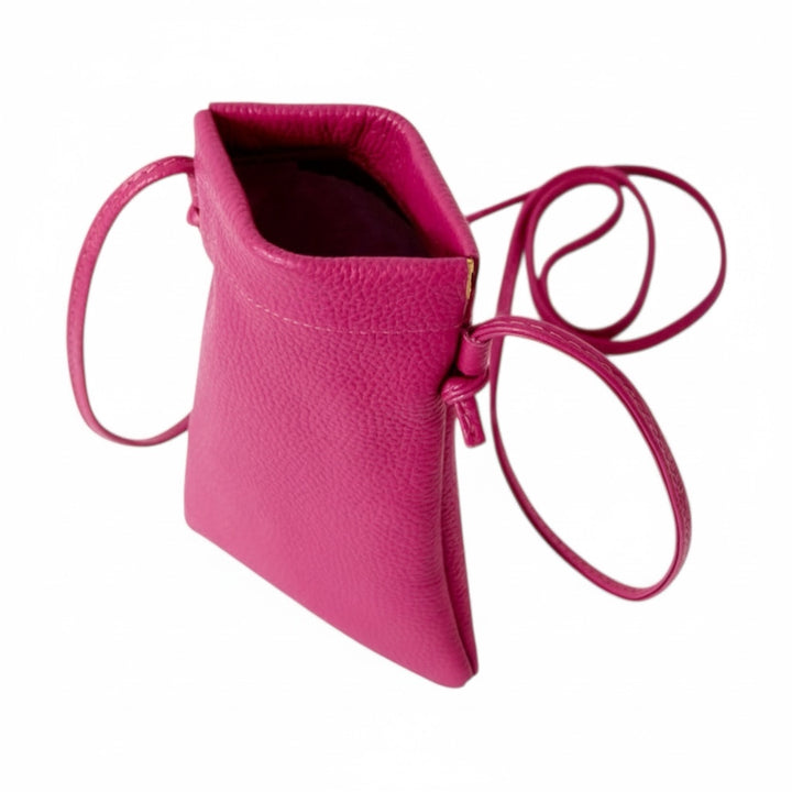 Italian Leather Snap Closure Phone Pouch Fuchsia