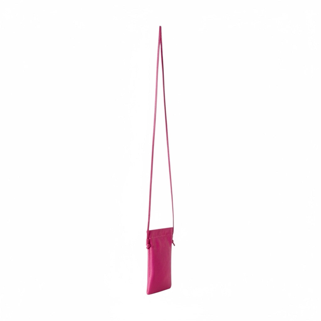 Italian Leather Snap Closure Phone Pouch Fuchsia