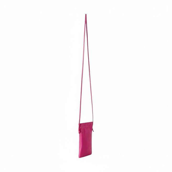 Italian Leather Snap Closure Phone Pouch Fuchsia