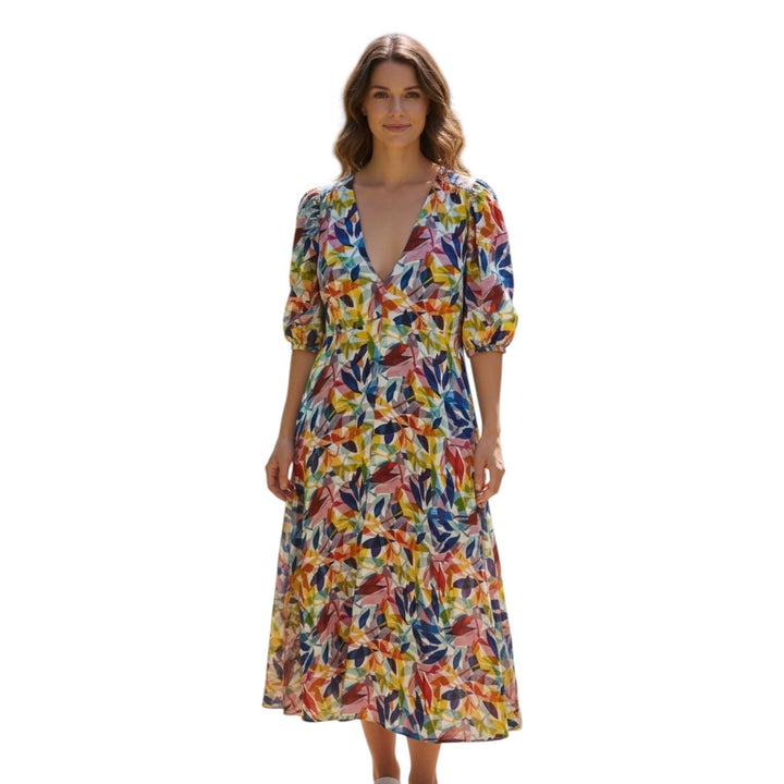 Foil Empire-Ly Yours Dress Printed Leaf