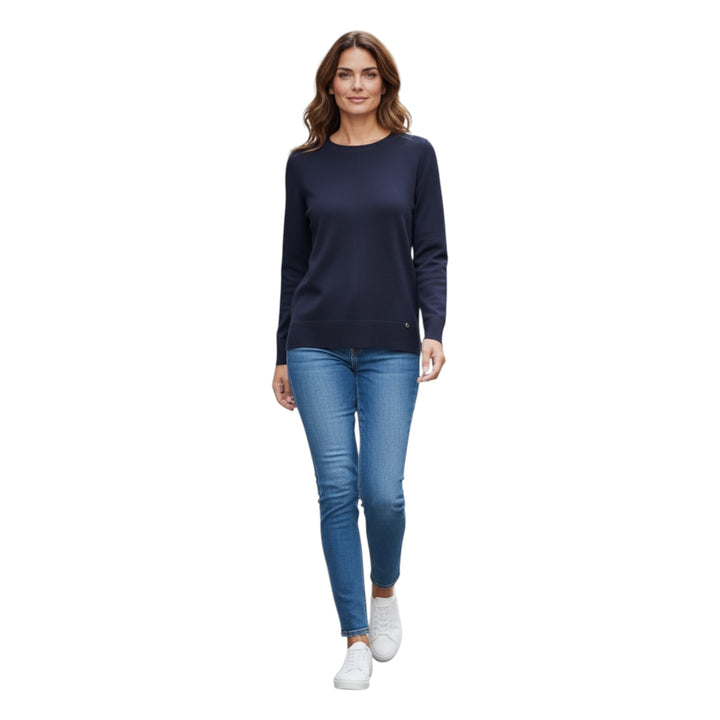 Gollehaug Sweater with Ribbed Detailing Marine
