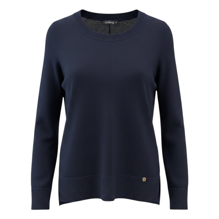 Gollehaug Sweater with Ribbed Detailing Marine