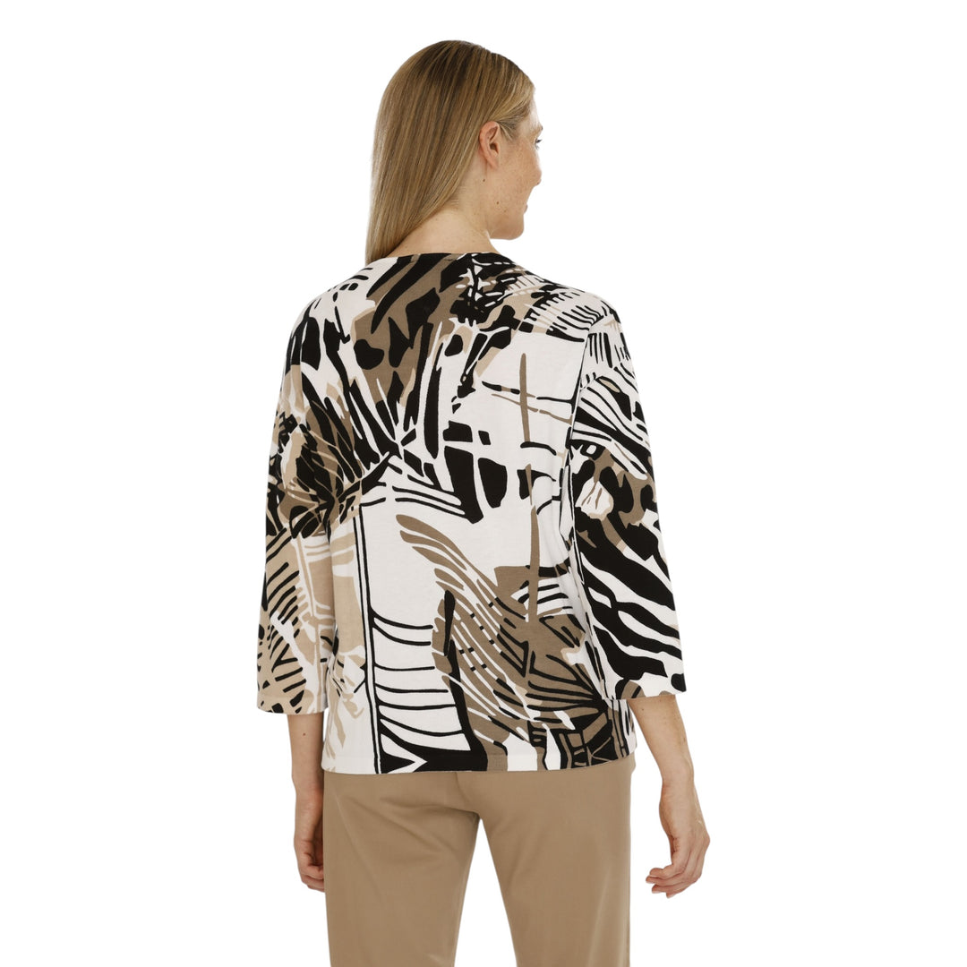Gollehaug V-Neck Printed Sweater Black and Toffee