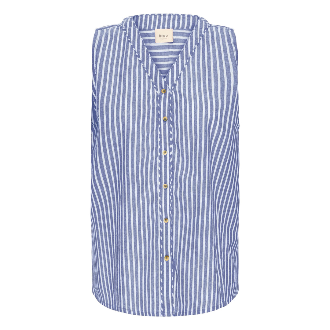 Fransa Bonnie Sleeveless Shirt Navy Art