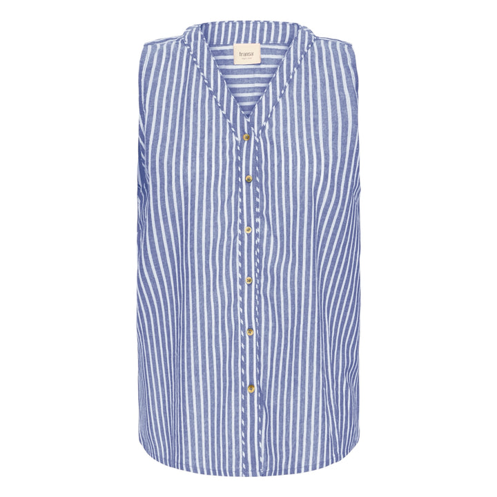 Fransa Bonnie Sleeveless Shirt Navy Art