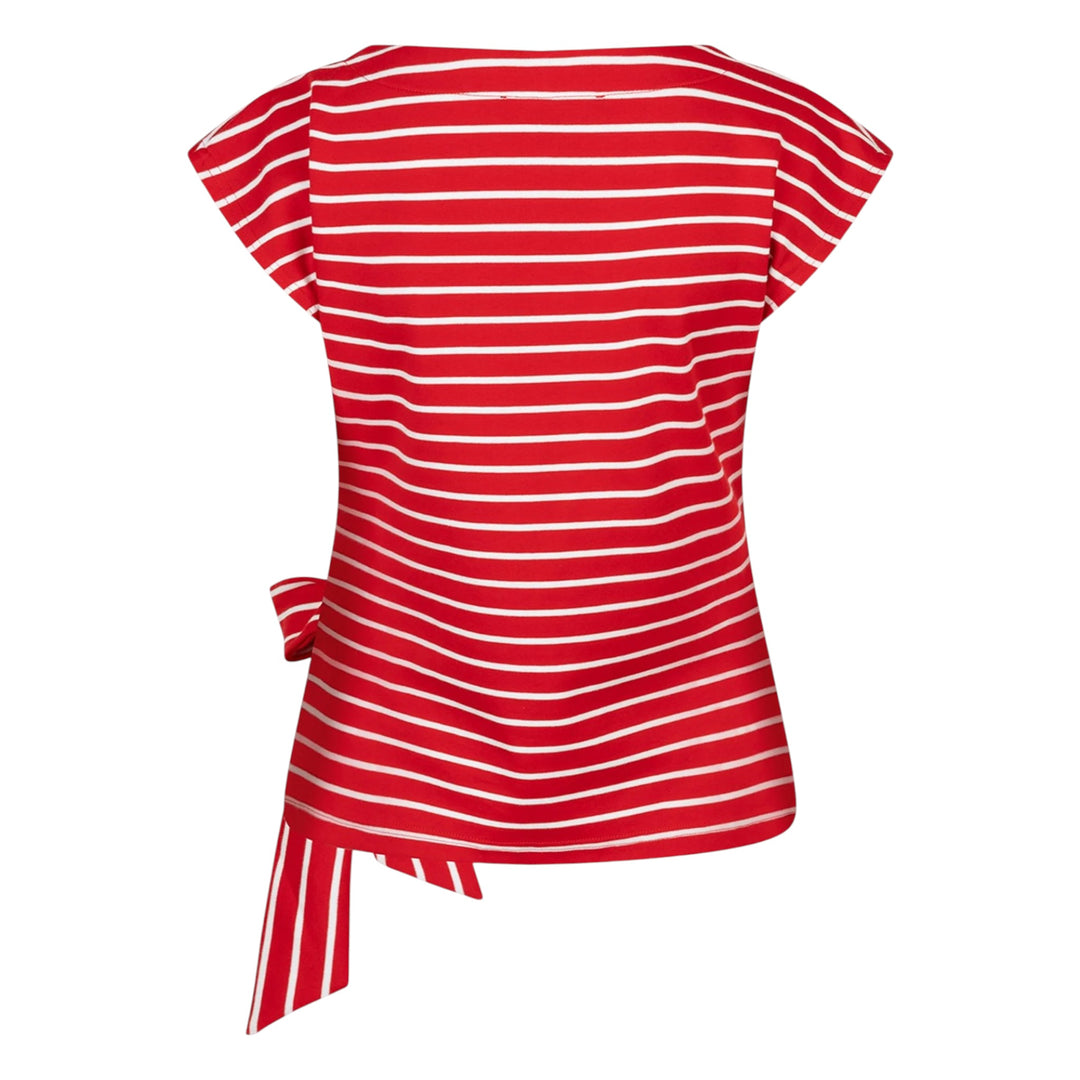 Red Button Terry Stripe Top with Knot Red