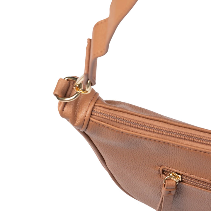 Etre Stevie Half Moon Pebbled Leather Crossbody Bag Tan