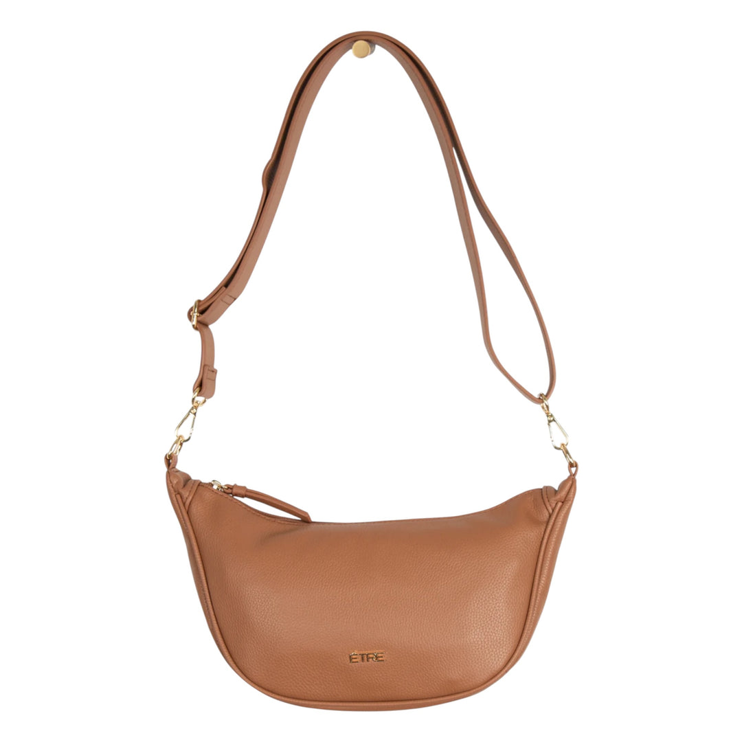 Etre Stevie Half Moon Pebbled Leather Crossbody Bag Tan