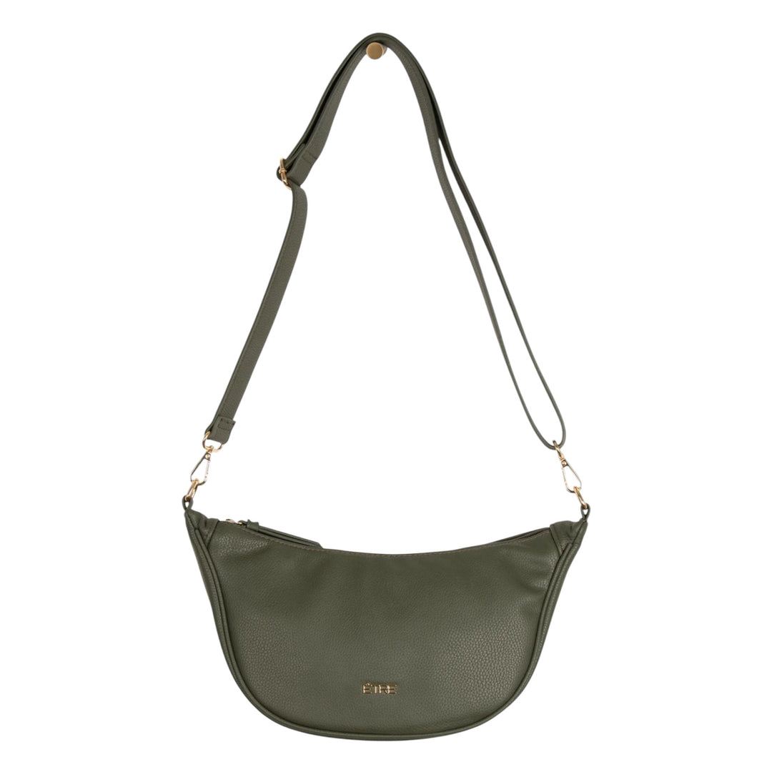 Etre Stevie Half Moon Pebbled Leather Crossbody Bag Khaki