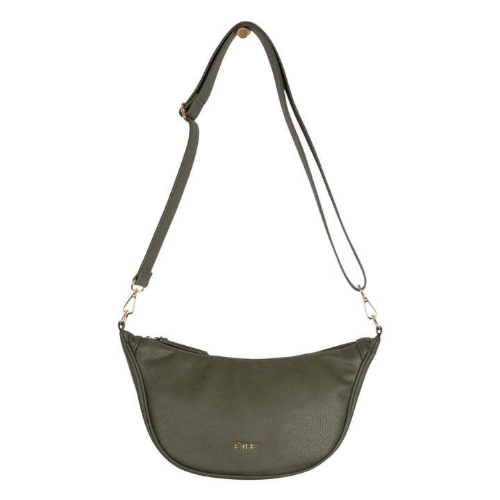 Etre Stevie Half Moon Pebbled Leather Crossbody Bag Khaki